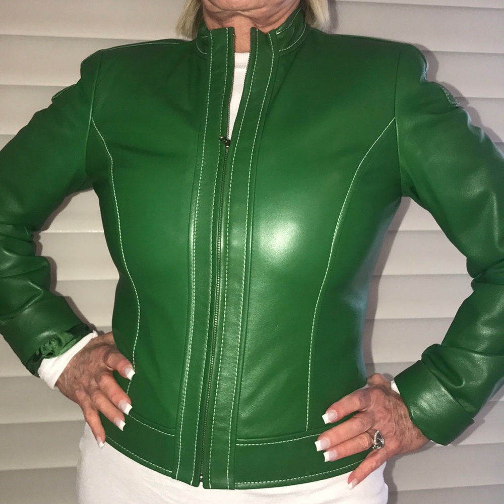 David Meister Bomber leather Jacket Bloomingdales